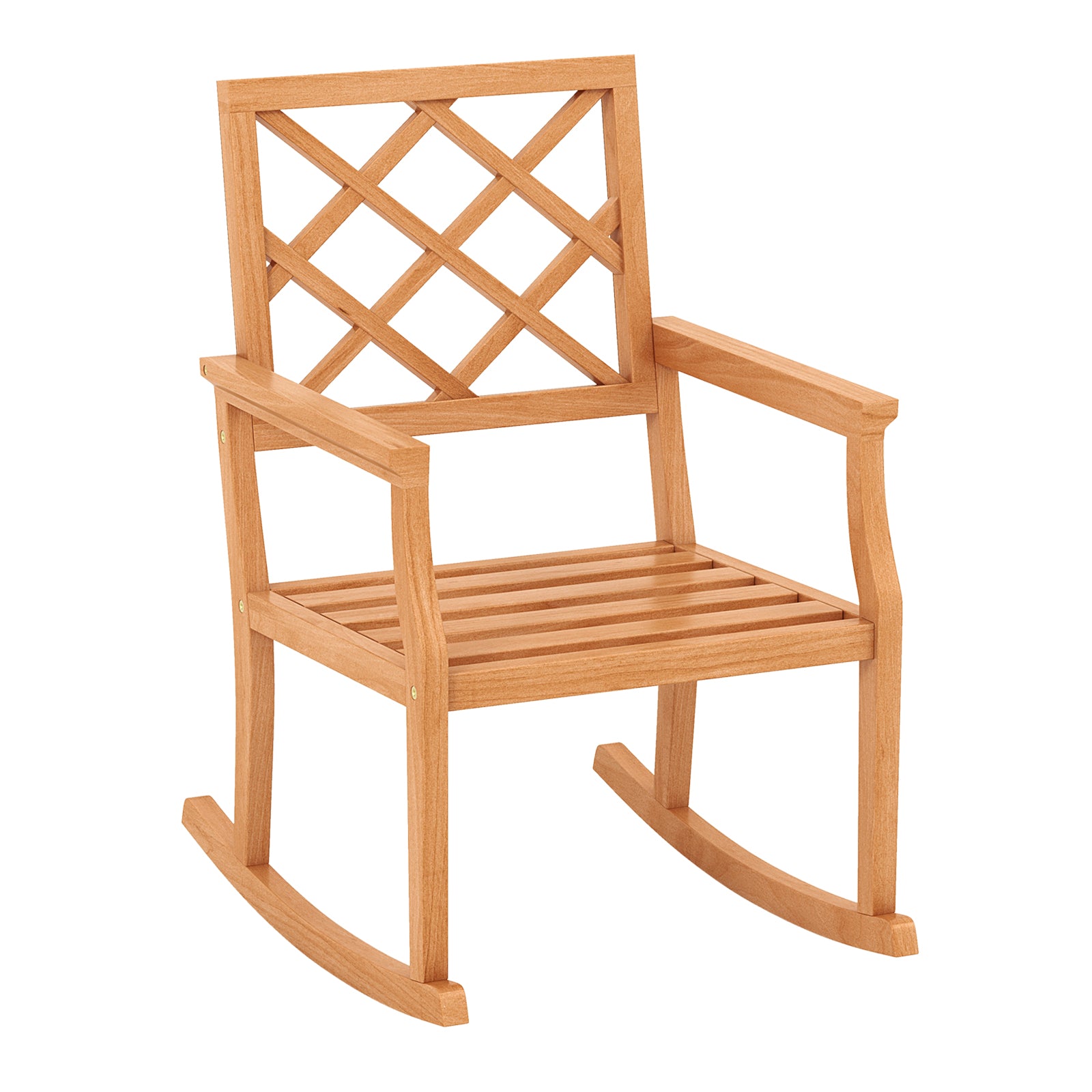 Teak Wood Rocking Chair Oversized Porch Rocker with Backrest and Slatt ...
